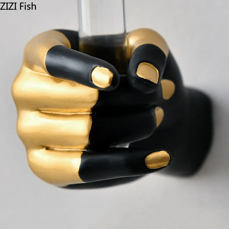 Creativity Fist Shape Vase Flower Arrangement Living Room Decoration Simulation Fist Vases Resin Crafts Modern Decor Ornaments 4