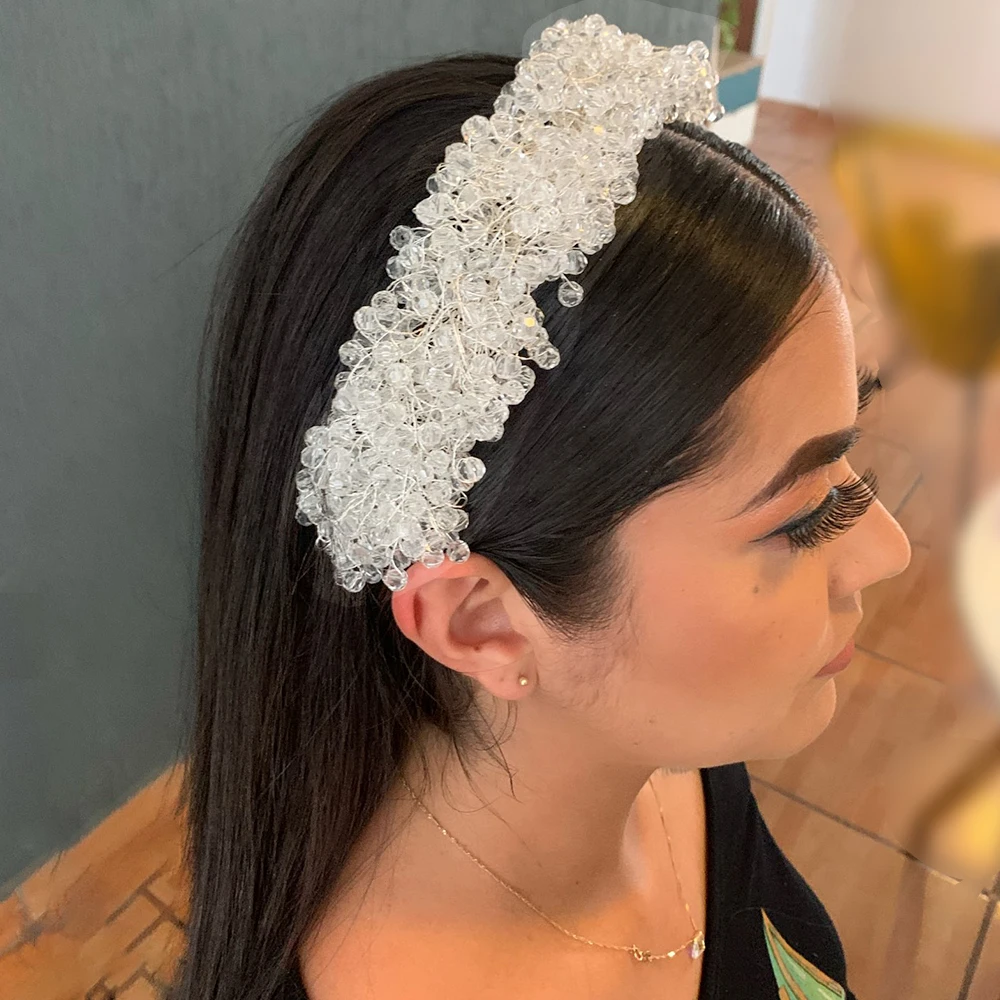 A416 Red Crystal Bridal Crown Headdress Wedding Hair Accessories Bridesmaid Headwear Hairband Jewelry Hair Ornaments Headbands