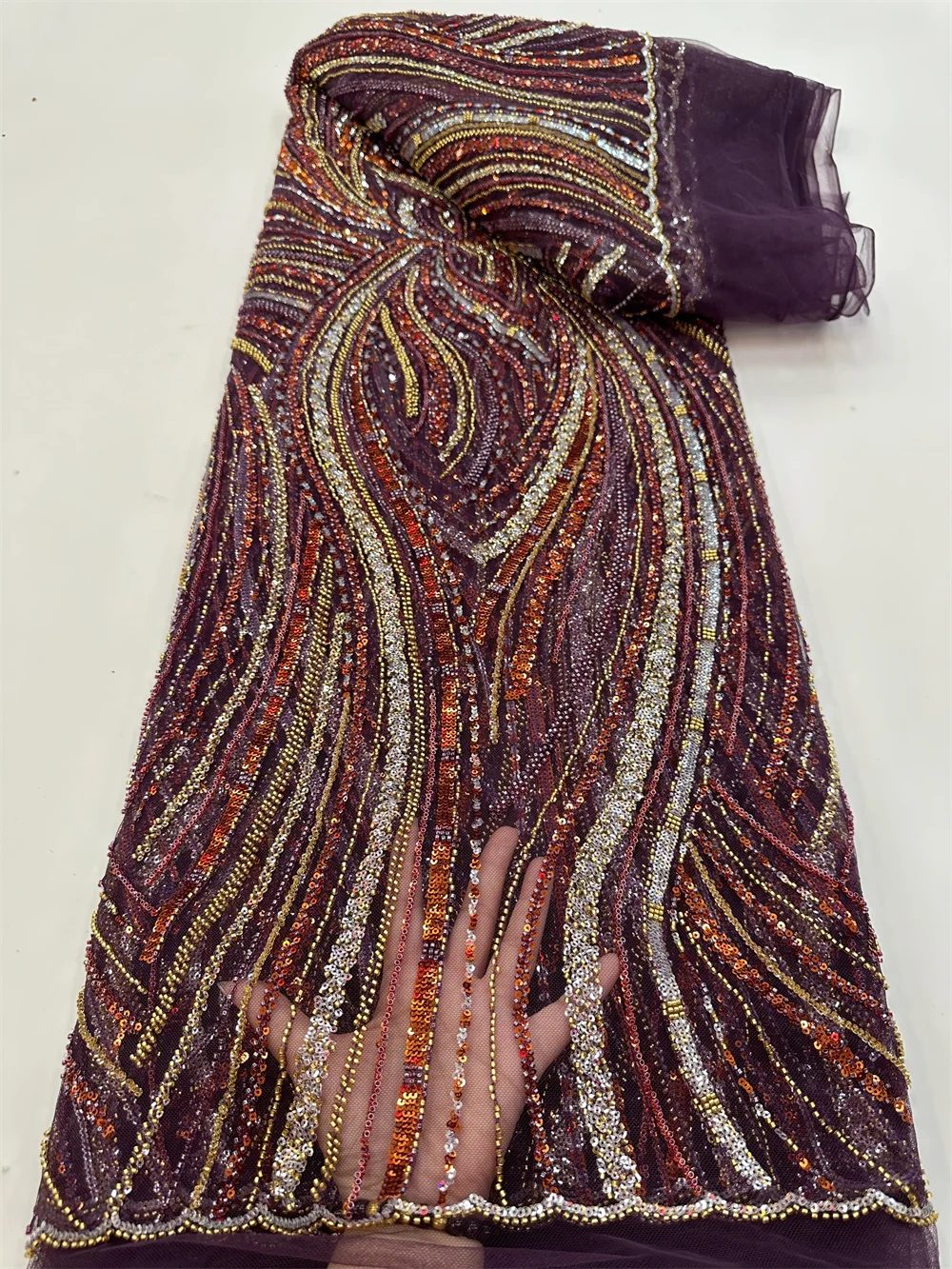 

5Yards Nigerian Bead Tube Embroidery Lace Fabric 2023 High Quality African Sequin French Tulle Fabric For Women Dress Sewing