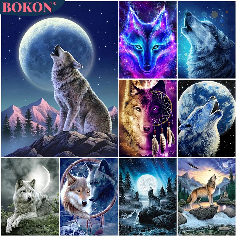 

Алмазная живопись с животными, инкрустированный волком, модель 5D, Набор для вышивки крестиком «сделай сам», вышивка, полный квадратный/круглый Декор для дома, подарок