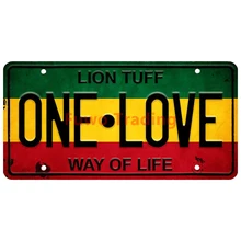 

Fuwo Trading Vintage Rasta License Plate ONE LOVE Vinyl Car Sticker Refrigerator DIY Decal Anti-UV Window Windshield Accessories