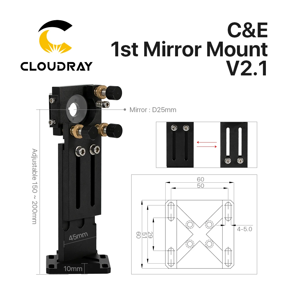 Cloudray C Series CO2 First Reflection Mirror 25mm Mount Support Integrative Holder for Laser Engraving Cutting Machine laser machine spare parts