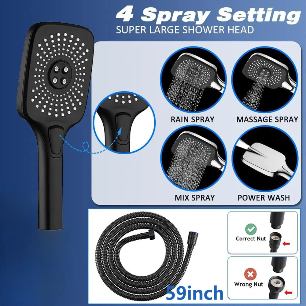 12 Inch Ceiling Rain Shower System Adjustable Hand Shower Head Shower Set with Extension Arm In Wall Shower System 5