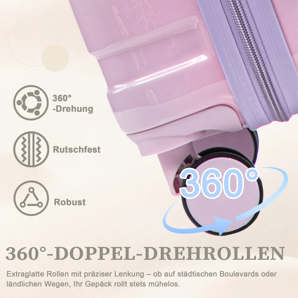 14"/20" 2-teiliges PC-Spinner-Kofferset mit Zahlenschloss & 360°-Drehung ° Doppelte Geräuscharme Drehräder – Detail 32