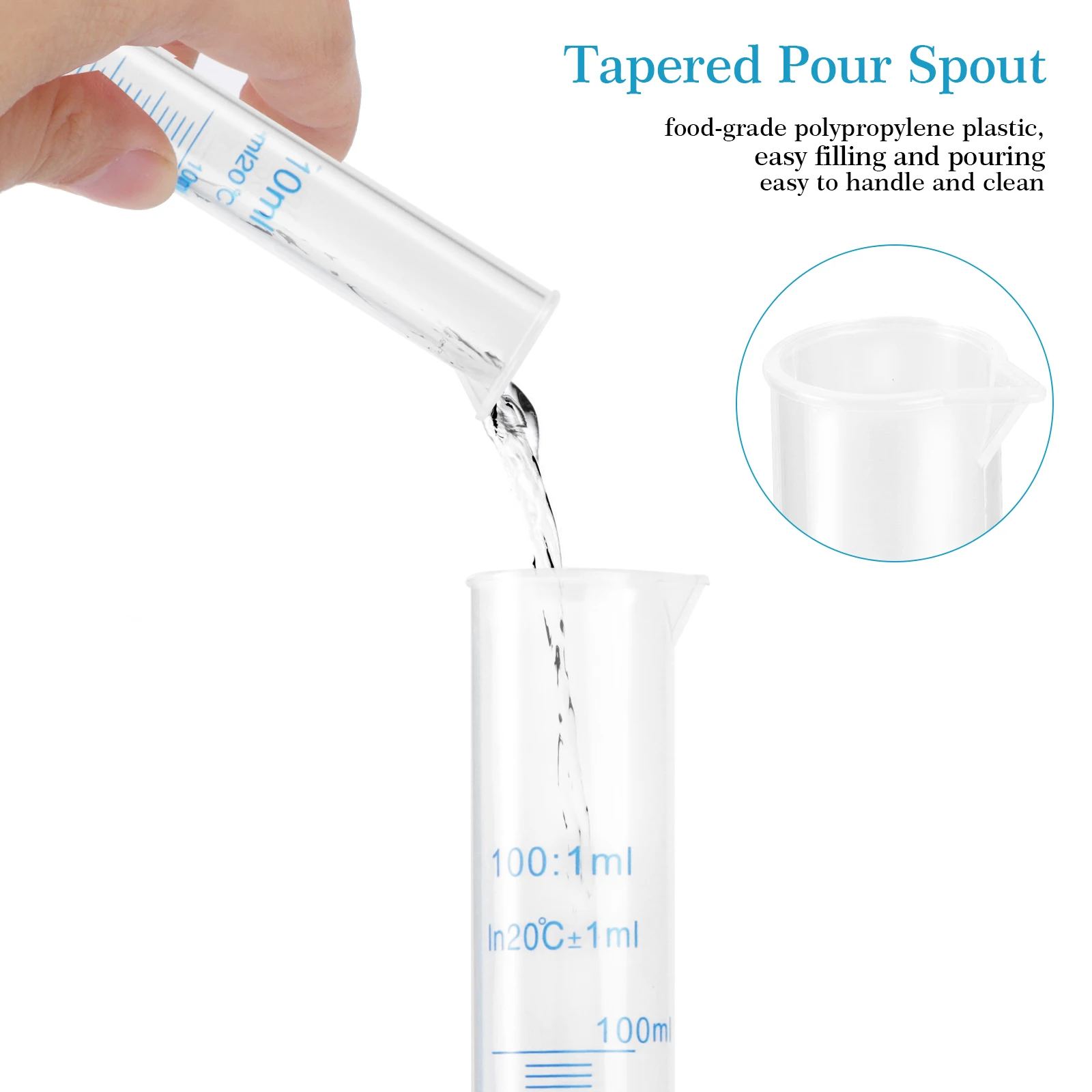 Plastic Measuring Cylinder 100Ml 50Ml 10Ml Test Tube Set Cylinders Tubes Lab Cup Science Transparent Ml Beakers
