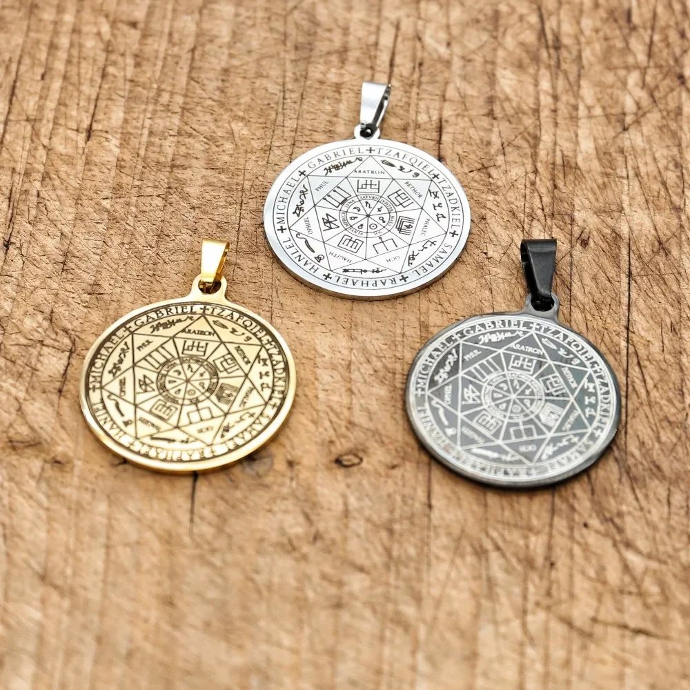 7 Archangels Ciondolo Amuleto Collane In Acciaio Inossidabile Per Uomo Donna Vintage Rune Evoca Magic Circle Seal Tag Neck Chain Jewelry