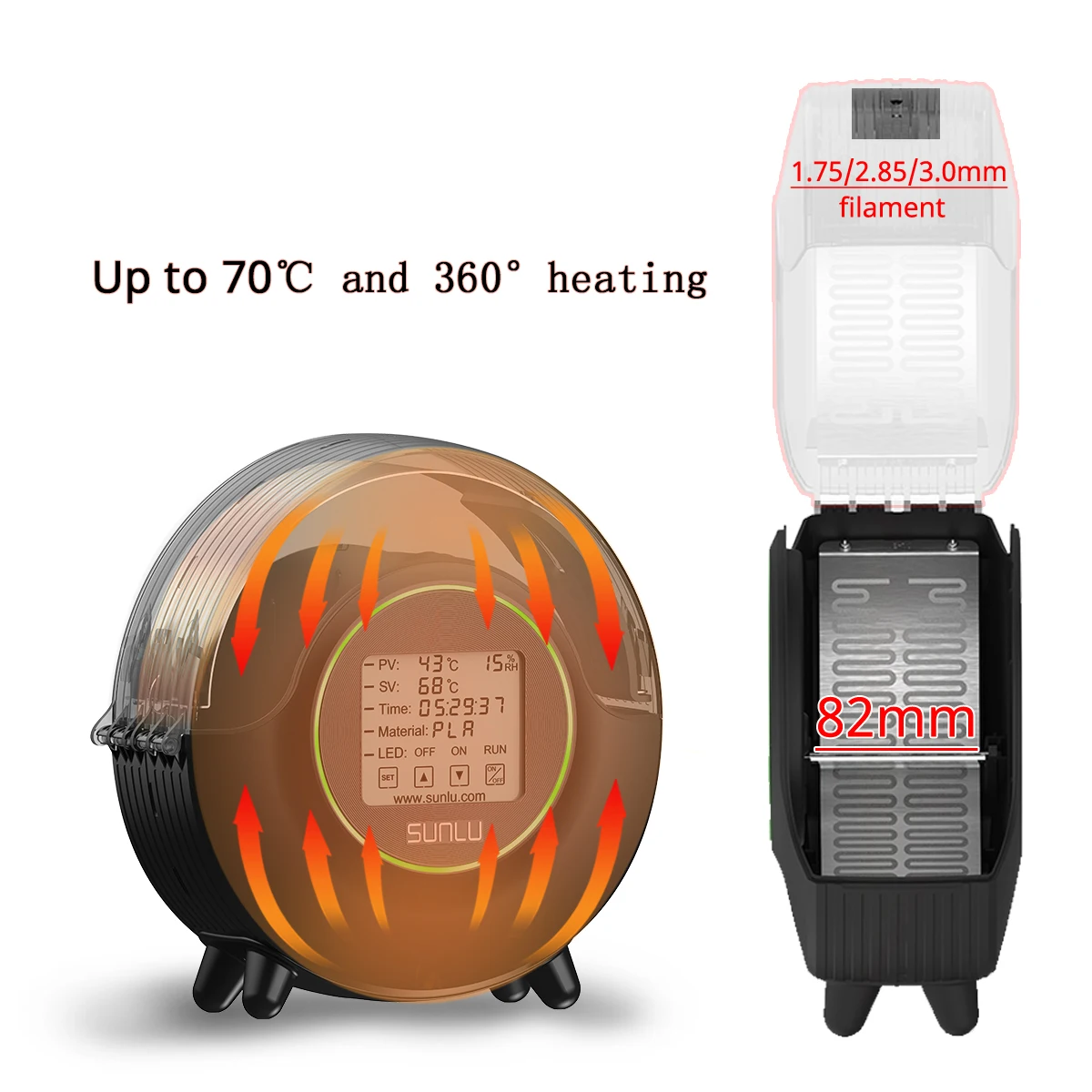 Sunlu S2-adjustable Caixa Seca com Led Touch Screen 3d Filamento Secagem Ventilador 360 ° Surround Aquecimento Upgrade - Imagem 3