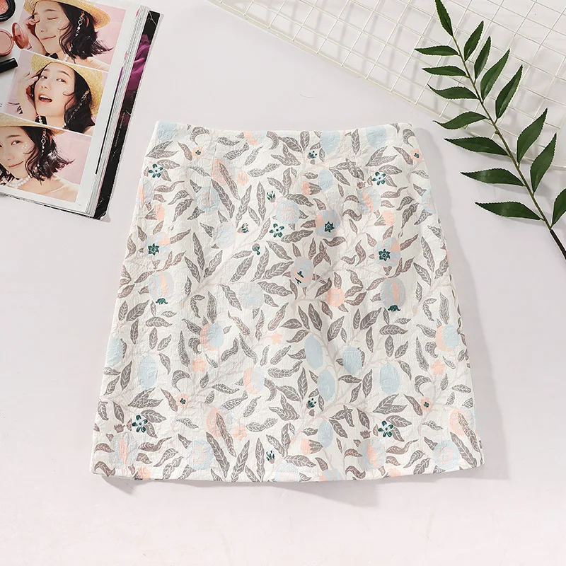 ruffle skirt High Waist Printed Skirt Female Ins2021 New Summer Design Sense Three-Dimensional Embossed Thin A-Line Skirt Short Skirt Tide nike skirt Skirts