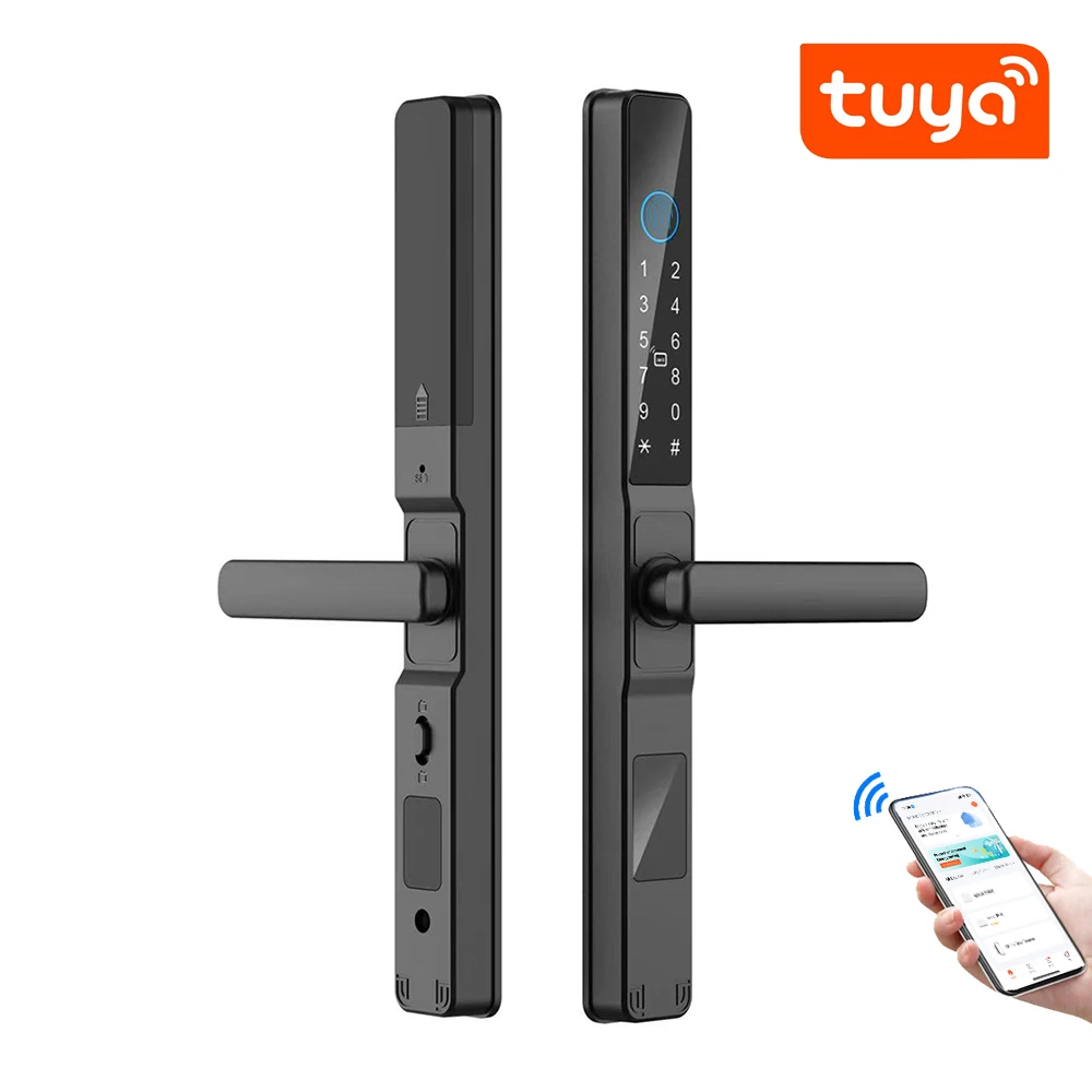 Tuya Smartlife 앱 방수 지문 RFID 잠금 장치, 야외 실내 풀 푸시 슬라이딩 문짝, 2585 3085 4085 장붓 구멍