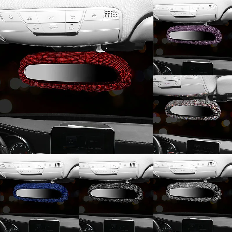 Bling Rhinestone Rear View Mirror Charming Car Rearview Mirror Cover