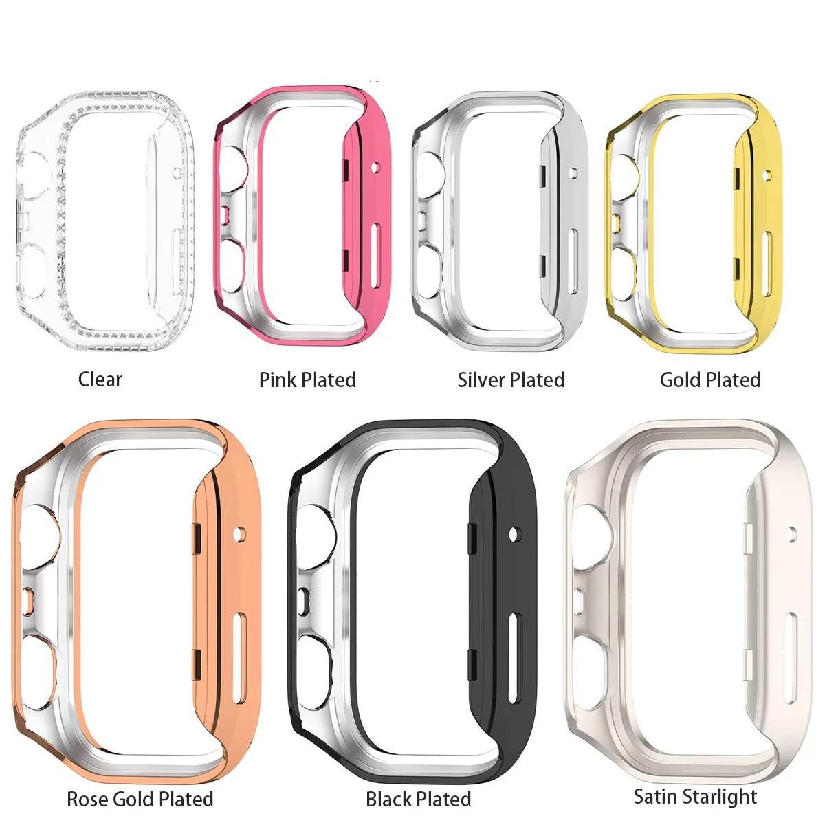 Diamond Protective Bumper Frame for Smartwatch - All-Around Hollow PC Case Cover