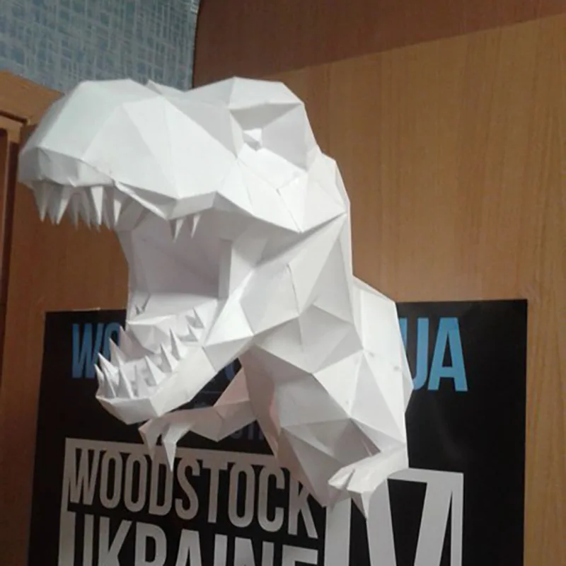 Modelo de papel de dinosaurio Tyrannosaurus Rex de 43 cm, decoración de pared para el hogar, hecho a mano, bricolaje, modelo de papel decorativo, arte