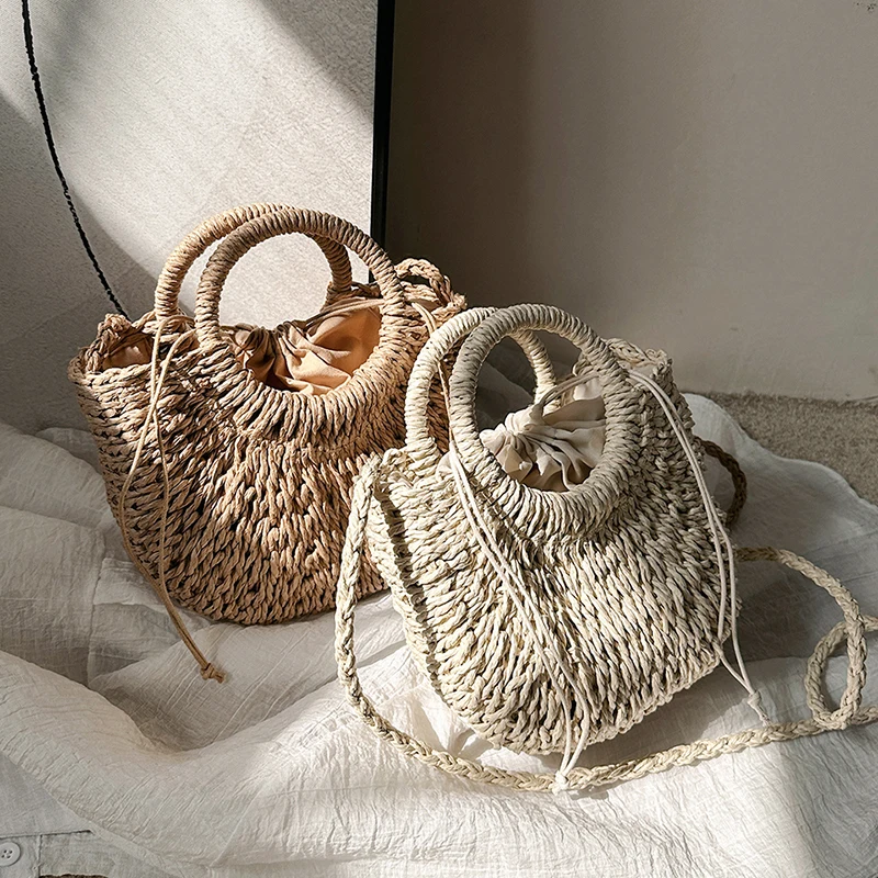 MOODS Straw Handbags For Women 2023 Mini Summer Beach Rattan