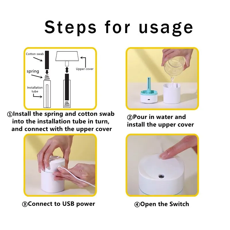 New USB Rechargeable Ultrasonic Diffuser Smart Car Humidifier Air Purifier Mini Portable Water Air Desktop Humidifier