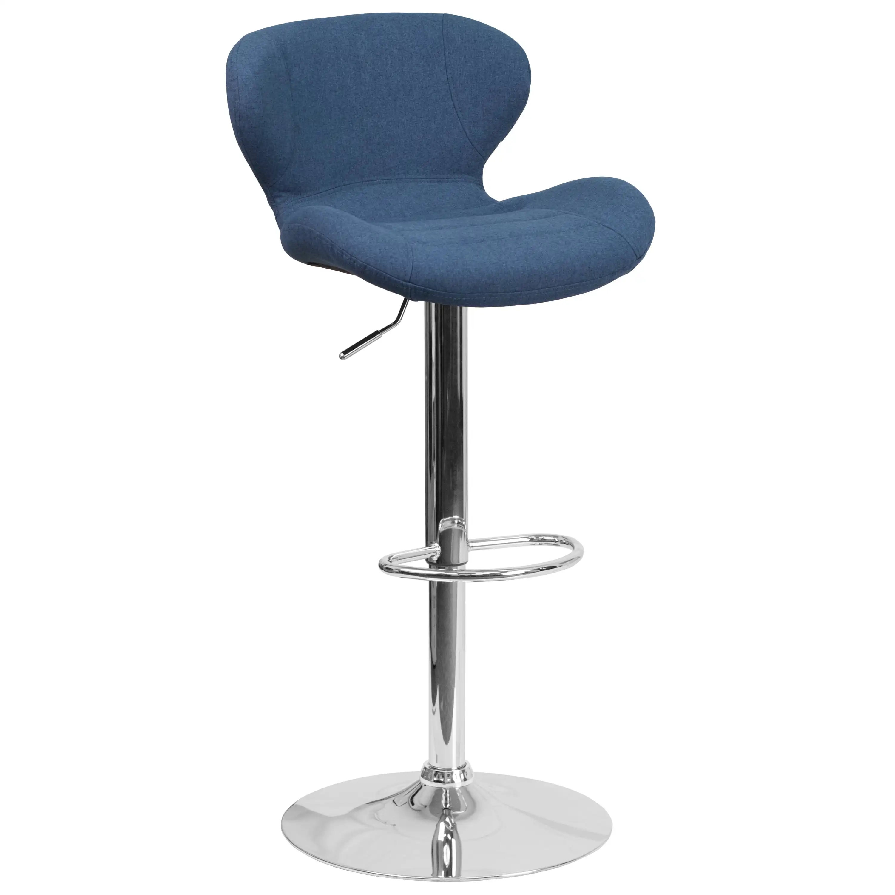 

Adjustable Height Bar Chair Kitchen Pub Swivel Blue Counter Stools w/ Curved