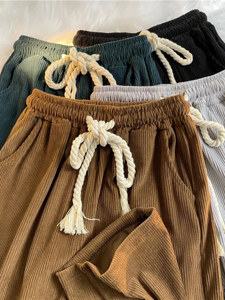 

Japanese Vintage Corduroy Pants Simple Straight Trousers Oversize Casual Wide Leg Unisex Cargo
