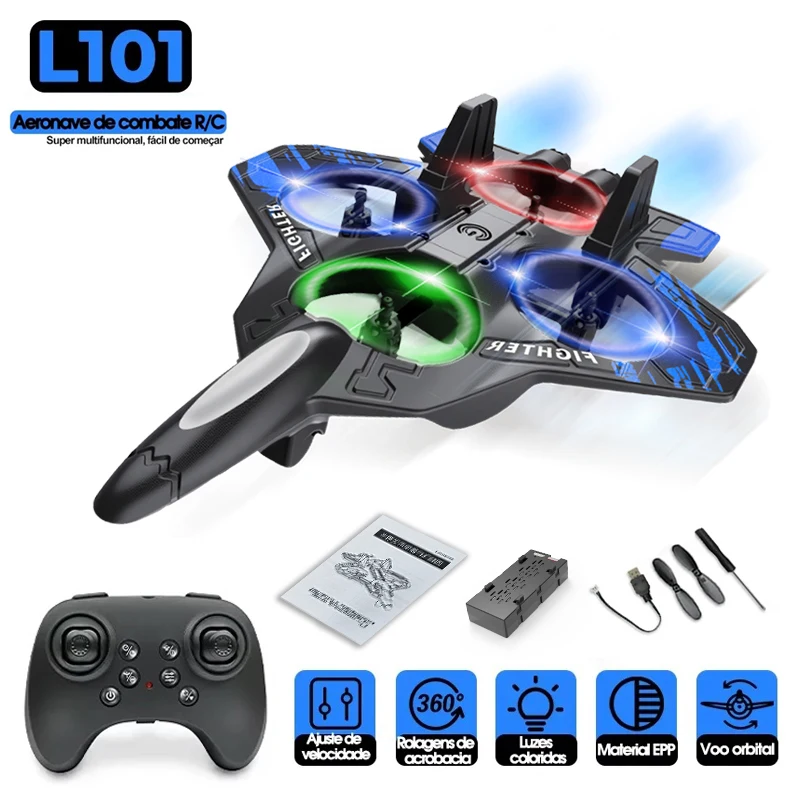 Drone Mini Toy Extra – Avion télécommandé 2.4G avec lumières LED, vu de côté montrant son design compact.