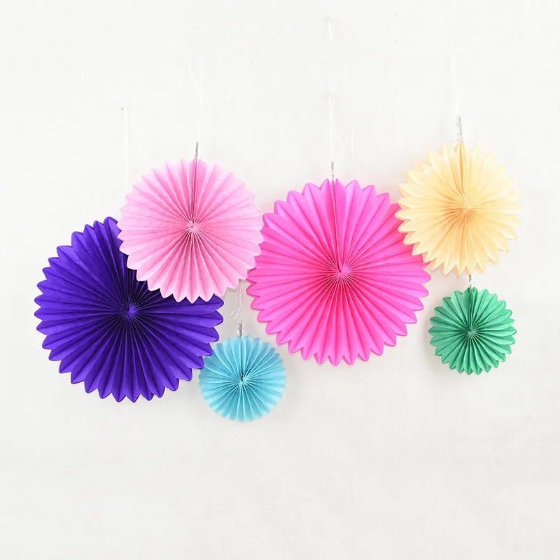 5pcs 10-30cm Color Tissue Paper Cut-Out Paper Fans Pinwheels Hanging Flower Paper Crafts for Wedding Party Birthday Decor Suppli