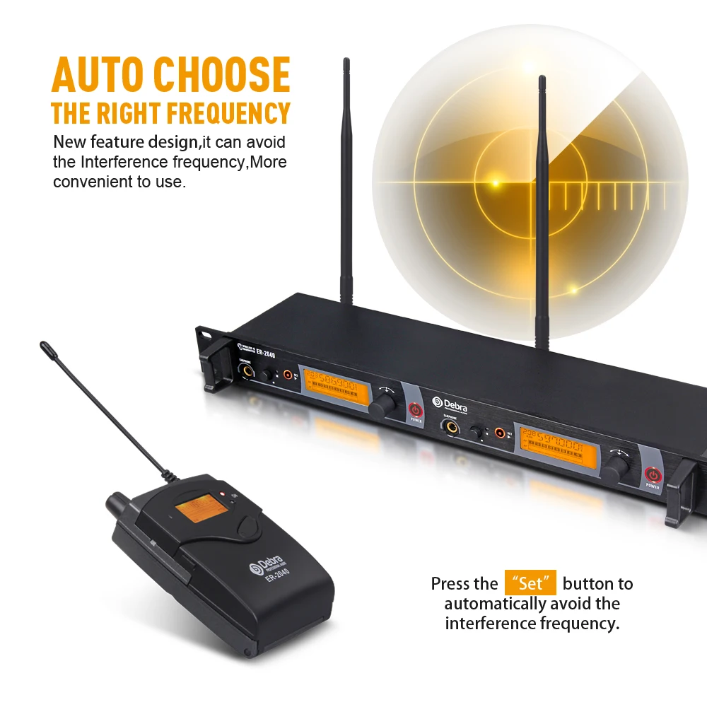 UHF IEM In-Ear Wireless Monitor System ER-2040 with Receiving Distance180m for S