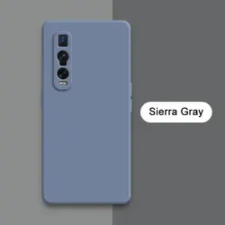 Square Liquid Silicone Shockproof Phone Case with Lens Protection - Soft 360° Coverage for OPPO Find X2 (Sierra Gray)