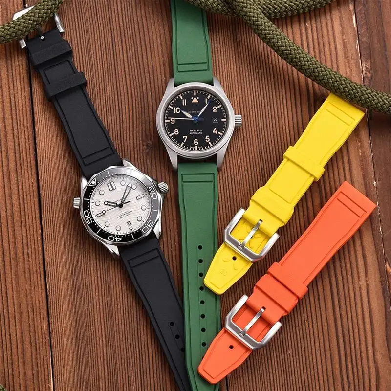 SCHIK Grade Fluororubber FKM 20mm 21mm 22mm Watch Strap Diving Waterproof Quick Release Watchbands