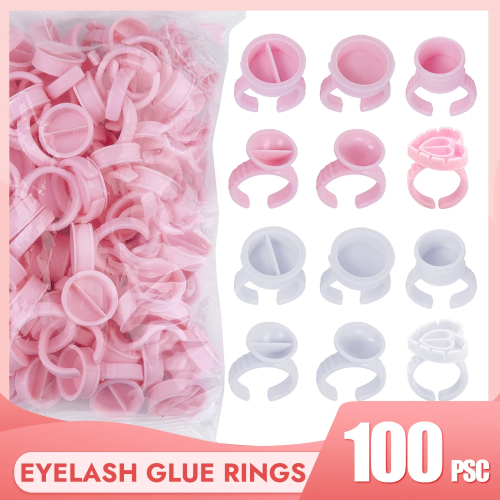 

Comelylash 100pcs Disposable Lash Extension Glue Holder Ring Eyelash Adhesive Glue Tattoo Pigment Container Pallet