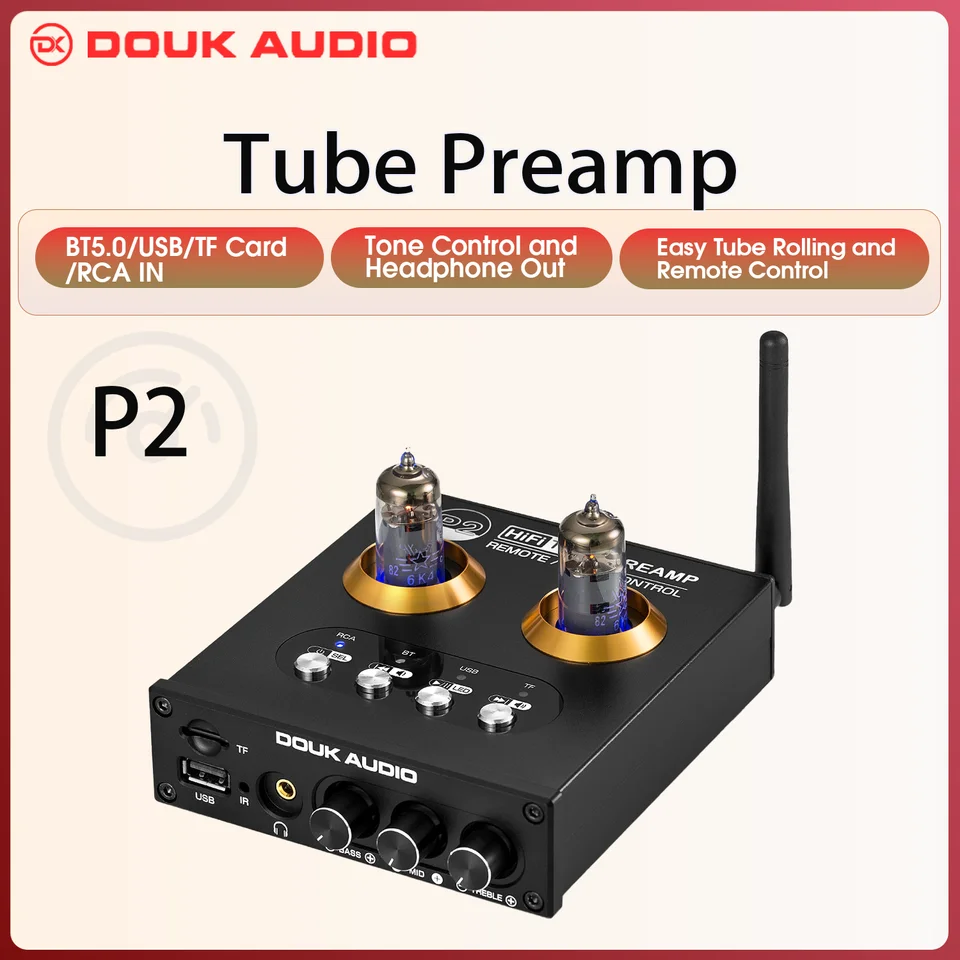 Douk Audio P2 HiFi 真空管プリアンプ Bluetooth 5.0 レシーバー