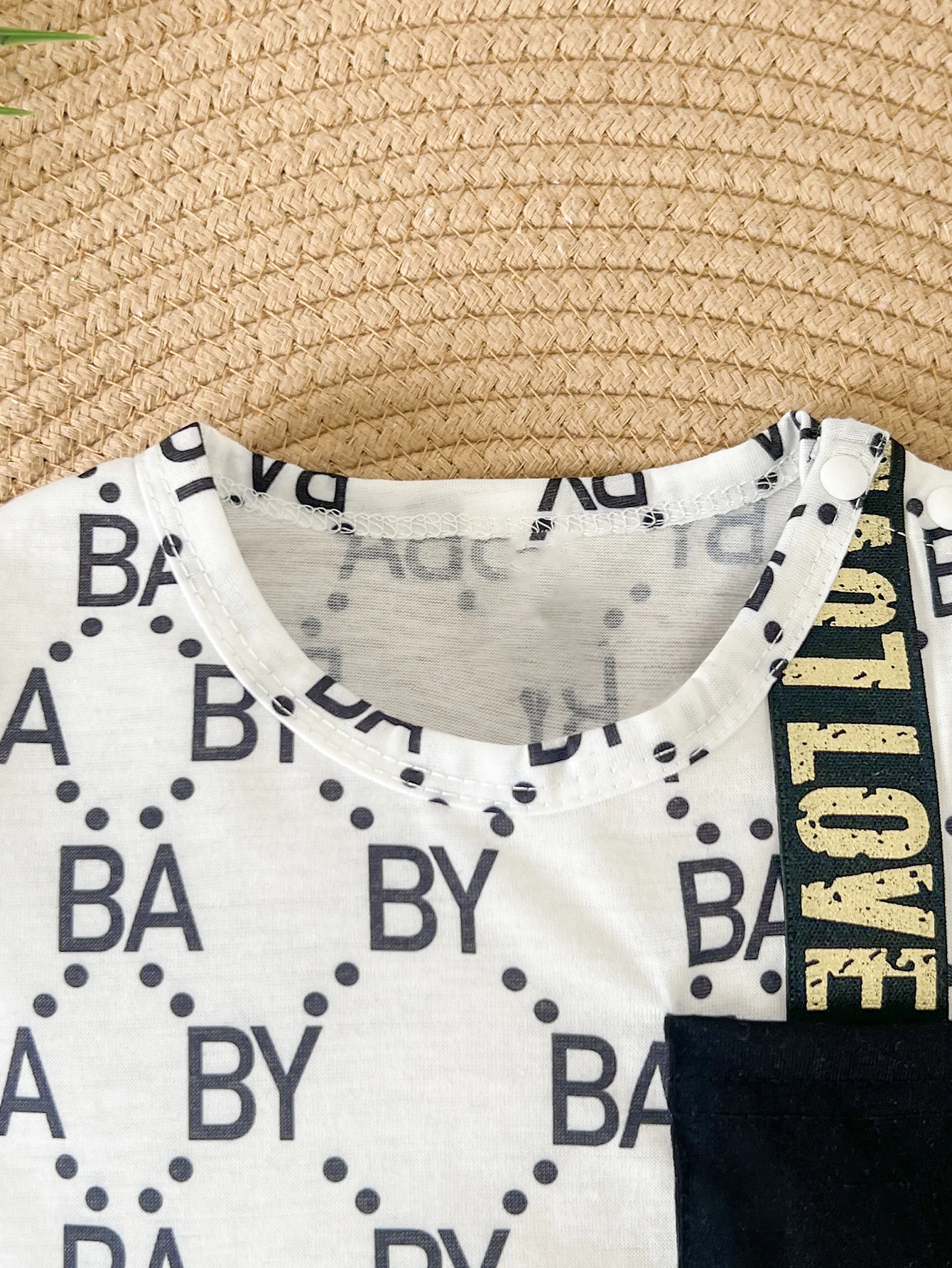 Fashion Summer Infant Baby Short Sleeve Romper Letter Print Jumpsuit With & Pocket for 0-2Y Newborn Boys Casual Set of Clothing 3