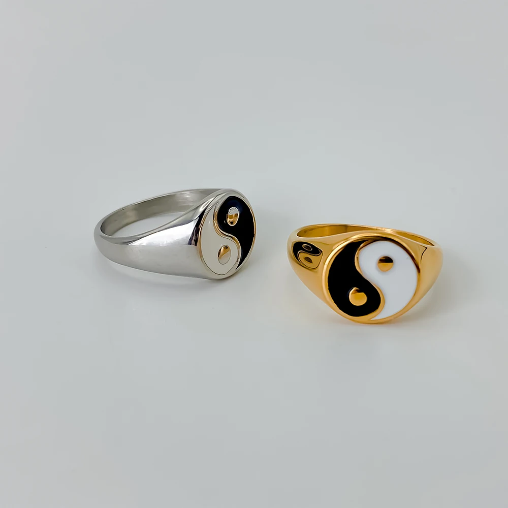 Stainless steel Yin Yang Bagua diagram ring Men's Women's Engagement jewelry, finger rings,fashion rings,engagement rings,stainless steel rings,metal rings