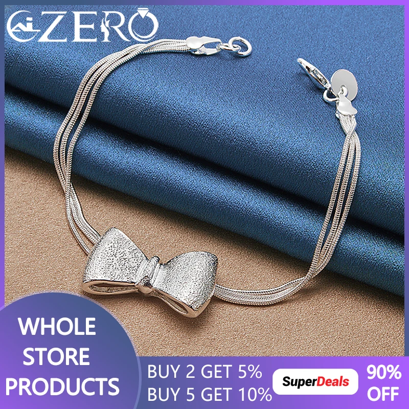 

ALIZERO 925 Sterling Silver Bowknot Snake Chain Bracelet for Women Birthday Party Fashion Jewelry Cute Accessories Best Gift