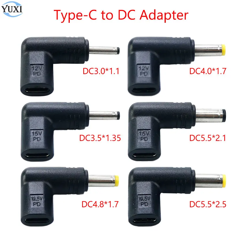 Yuxi usb c pd zu dc stroma schluss dc 3,0x1,1 4,8x1,7 5,5x2,1 5,5x2,5mm dc-buchse stecker zum typ c lade adapter konverter