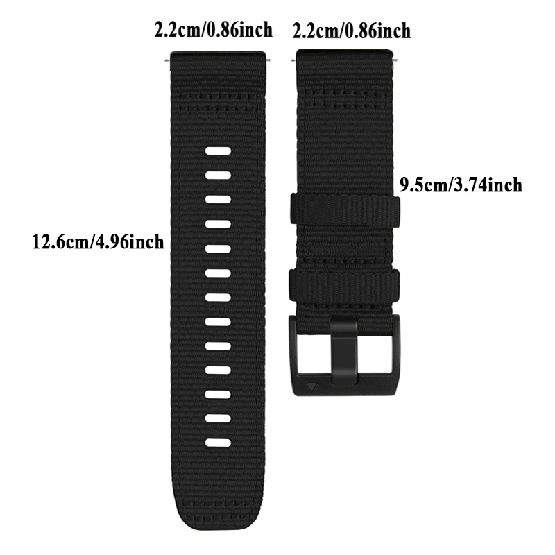 22mm 너비 캔버스 시계 스트랩 (가민 포러너 570 47mm 970 965 265 255 호환) 시계줄 팔찌 벨트 손목밴드 (벤루 3 2 밴드용)