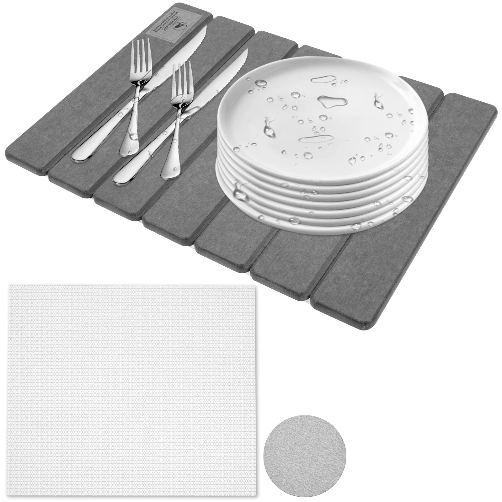 Stone Dish Drying Mat for Kitchen Counter Quick Drying Absorbing Mat with Non Slip Pad for Kitchen Bathroom Drying Mat