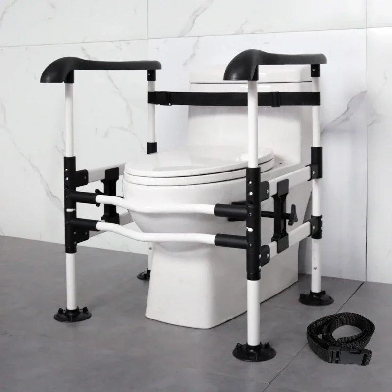 Elderly Toilet Seat with Handrails Punch-Free Safety Bracket Assisted Getting Up Railings Strong Load Bearing Toilet Armrest
