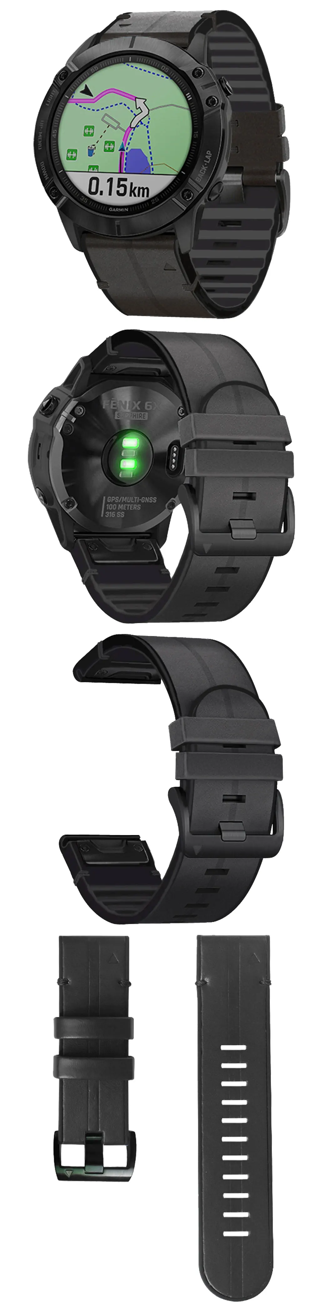 Silikon-Leder 22 26 mm Quickfit-Armband für Garmin Watch Fenix 8 51 47 mm E 7X 7 Pro 6X 6 Pro 5X 5 Plus Enduro 3 2 Armband – Detail 4