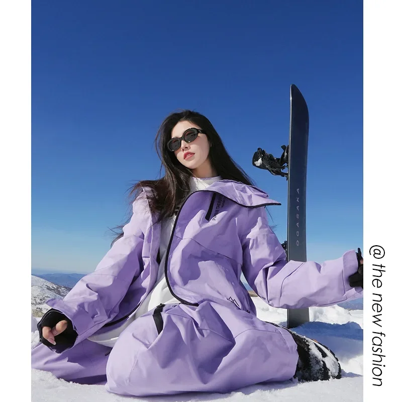 -30 ℃ 남녀 스노우 웨어 세트 커플 스키 자켓 및 바지 성인용 스노보드 스키복