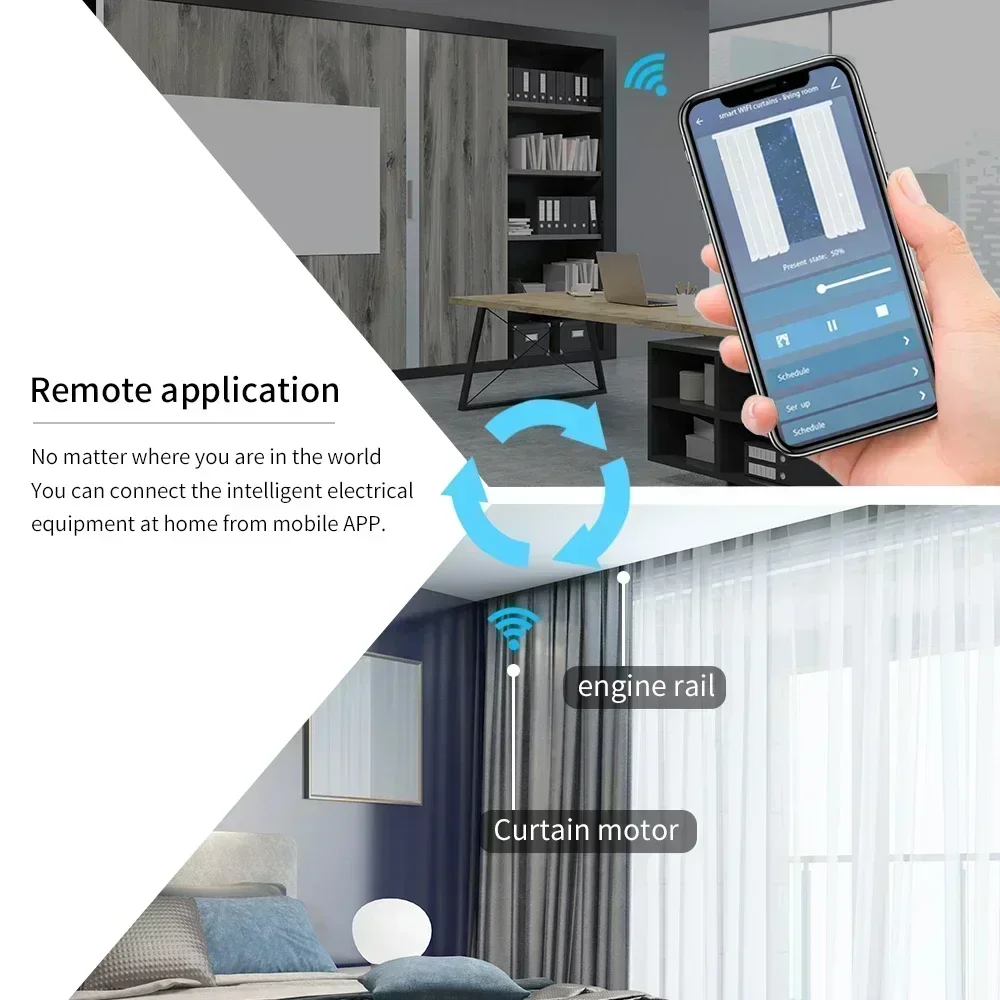 Tuya life WiFi/Zigbee 세대 더 짧은 스마트 전기 커튼 모터 지능형 지원 음성 제어 Alexa Google Assistant