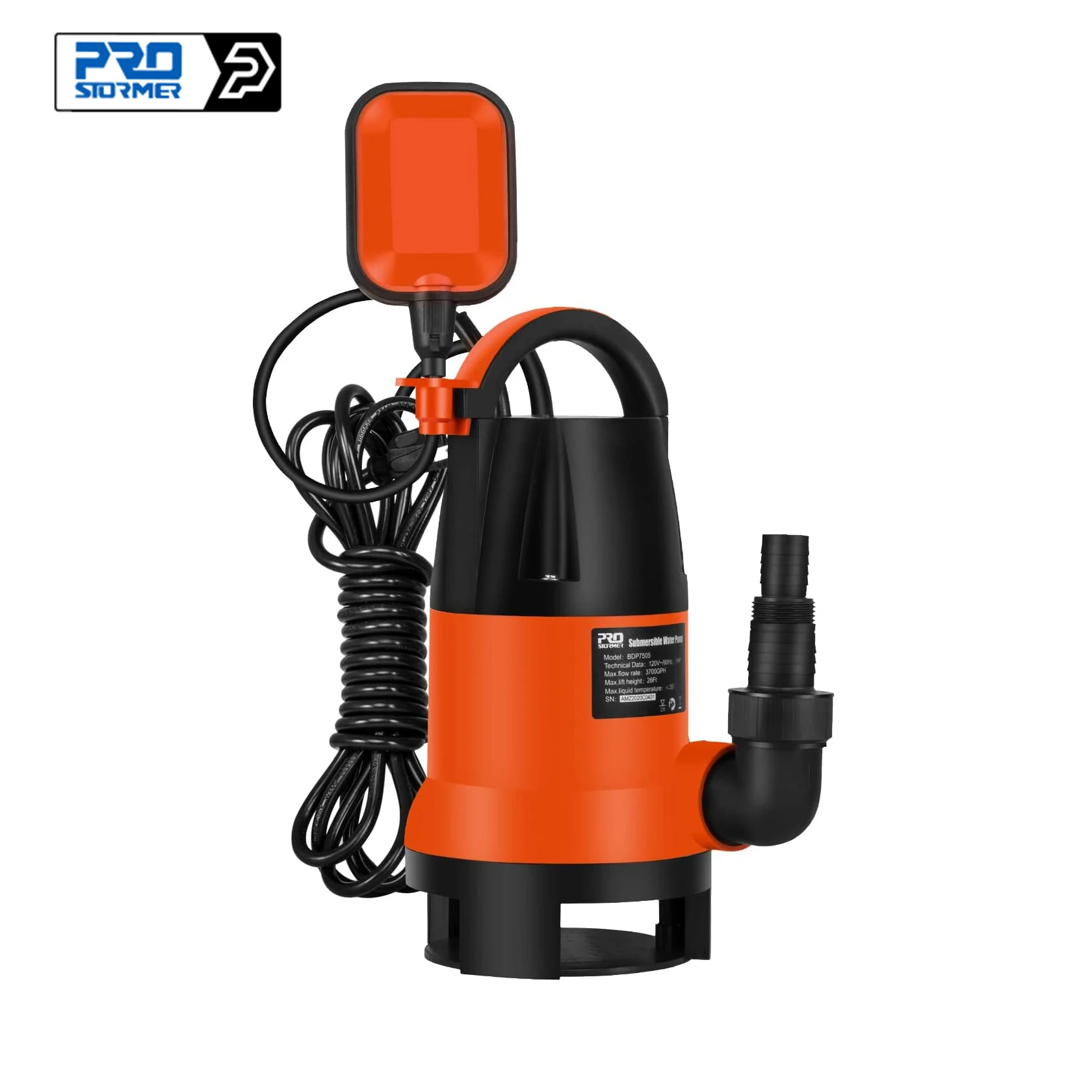 Sump Pump 1HP 3700GPH Submersible Clean/Dirty Water Pump with Automatic