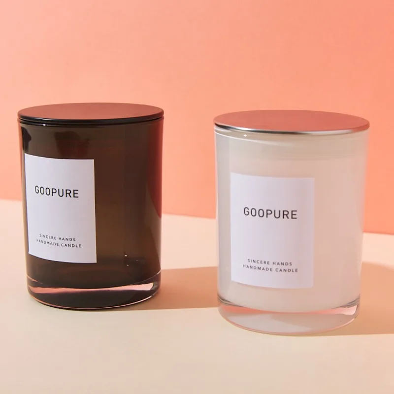 320ml Glass Candle Holder with Lid, Black and White Candle Container for Wedding, Birthday, Holiday & Home Decoration 2