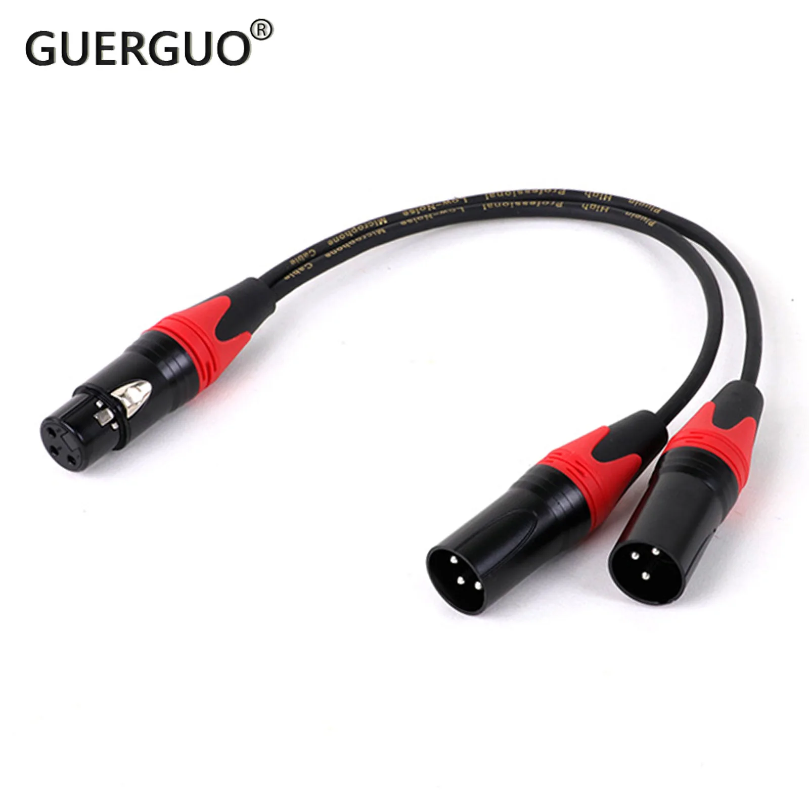 

GuerGuo Professional 3Pin XLR Female Jack To Dual 2 Male Plug Y Splitter Cable Color XLR Adapter Cord 0.3M 0.5M