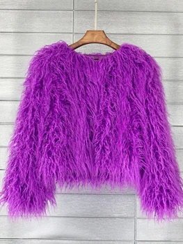 Cappotto di pelliccia da donna finto caldo colorato Nero Bianco Rosa Cappotto di peluche Giacca femminile Pelliccia Autunno Inverno Shaggy Capispalla High Street 2025 1