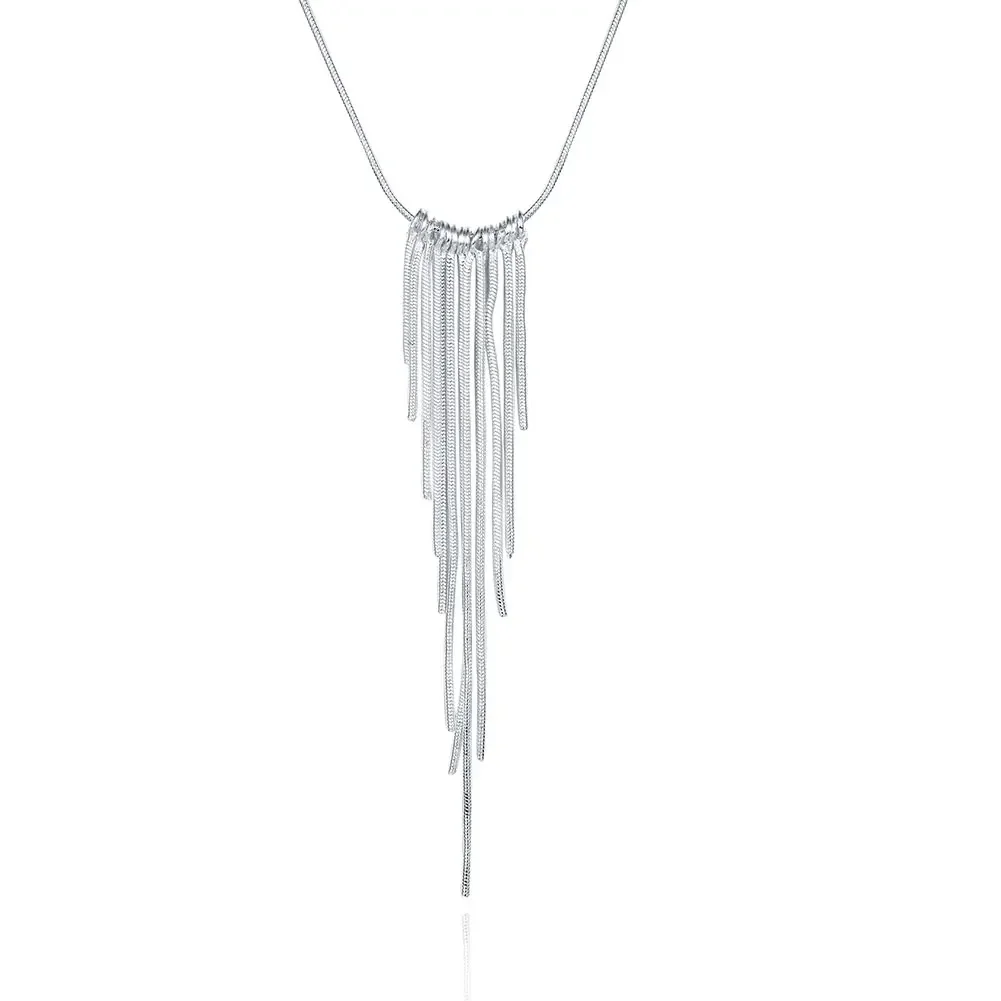 925 Sterling Silver Wild tassel snake chain wicker Necklace for women Fashion Party Wedding Accessories Jewelry Christmas Gifts