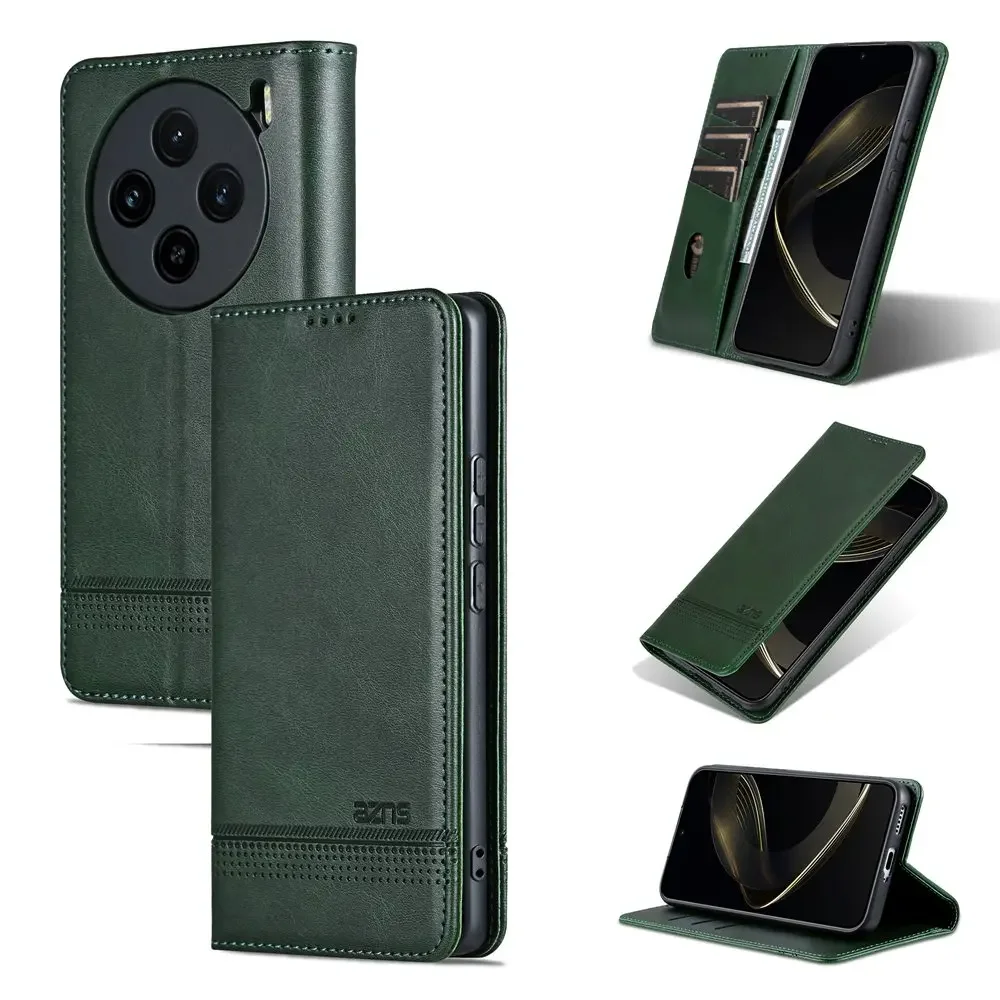 Leather Flip Case with Card Holder and Magnetic Wallet Closure - Elegant Phone Cover