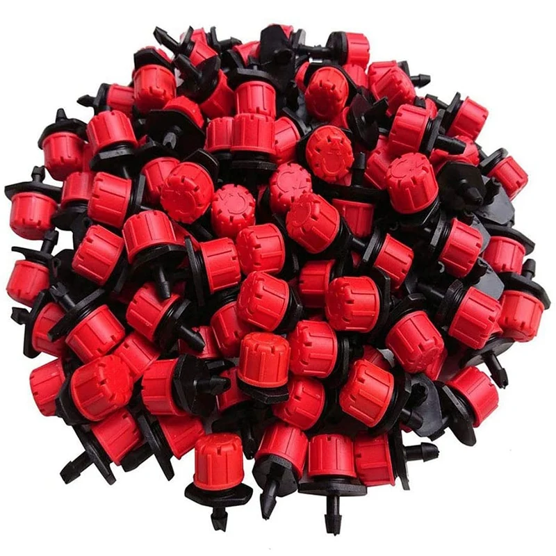 

200Pcs 1/4 Inch Adjustable Mini Drip Irrigation System Sprinkler Head Anti-Clogging Dripper Red Garden Supplies