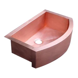 thumbnail image 1 of Fregadero de cocina de cobre estilo granja con delantal redondeado, fregaderos rústicos de diseño de lujo, fregadero de cocina curvo, 1 of 5