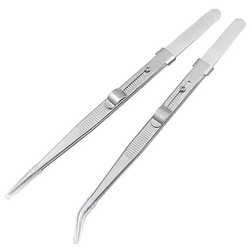 Stainless Steel Tweezers Adjustable Slide Lock Antistatic Tweezers Jewelry Making Tool For Electronic Component Repair Tools