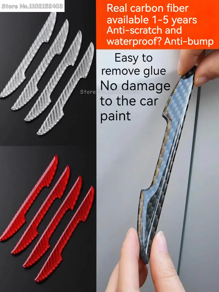 Car Door Edge Anti-collision Protector Bar Stickers Carbon Fiber Protective Tape Body Anti-scratch Stick Decorative 4PCS