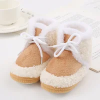 Baywell Baby Boots Newborn Winter Plush Snow Booties for Infant Boys Girls Soft Comfortable Lace Up Warming Shoes 1