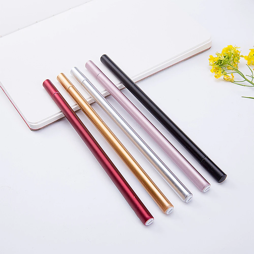 

5pcs student stationery simulation metal neutral pen water-based pen black signature pen office supplies