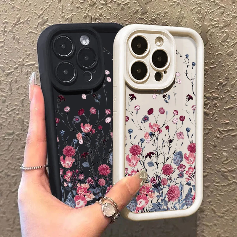 Luxury Red Flower Shockproof Silicone Bumper Phone Case
